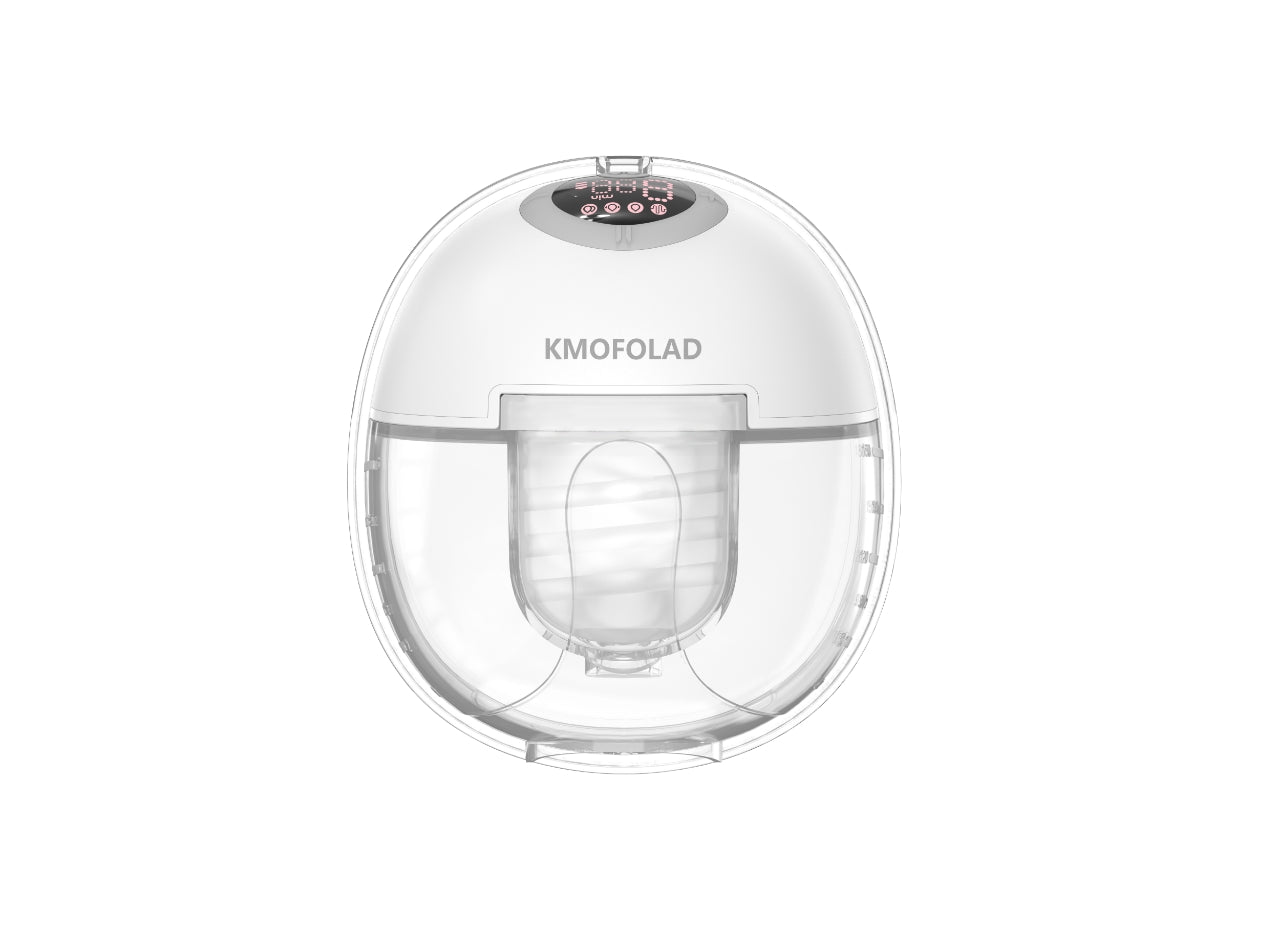 KMOFOLAD Hands-Free Breast Pump, Wearable Breastfeeding Pump 4 Modes 9 Levels with 24MM Flange, Electric Breast Pump Portable, (White)